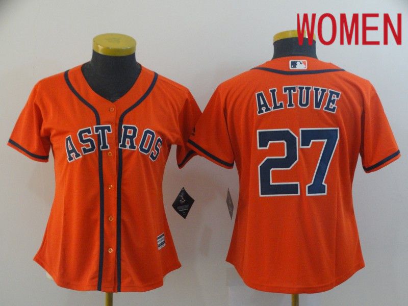 Women Houston Astros 27 Altuve Orange MLB Jerseys